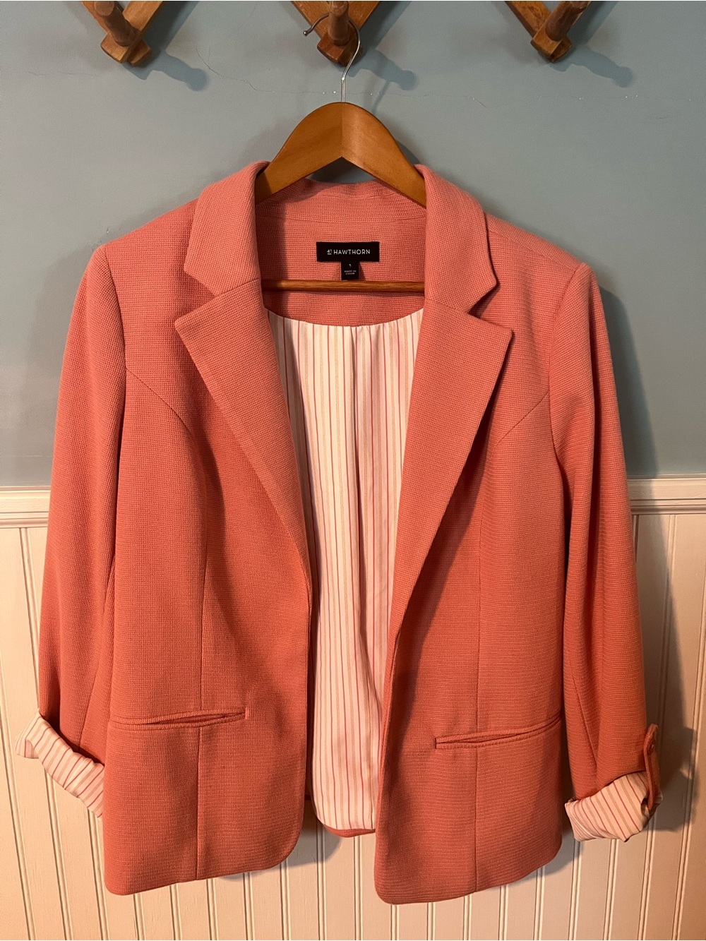 41 Hawthorn Coral Pink Textured Blazer